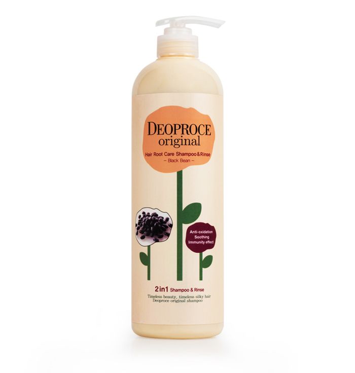 шампунь-бальзам с черными бобами deoproce original hair root care 2 in 1 shampoo black bean